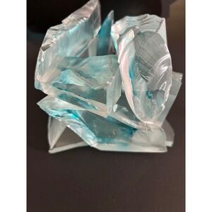 Art Sculpture Resin Blue Clear Abstract Chiseled Ice Block Style Collectible